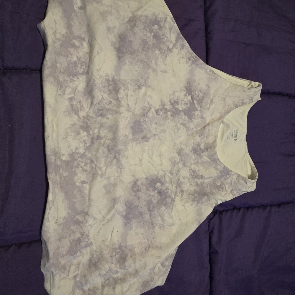 Old Navy Cream and Gray Crop Tank Top